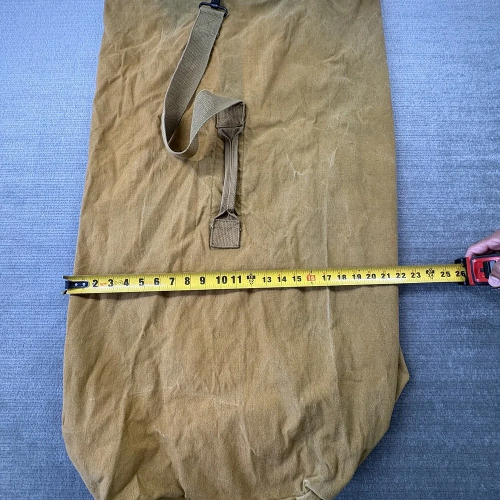Vintage Military Duffle Bag Canvas Mustard Color Handle 1960's